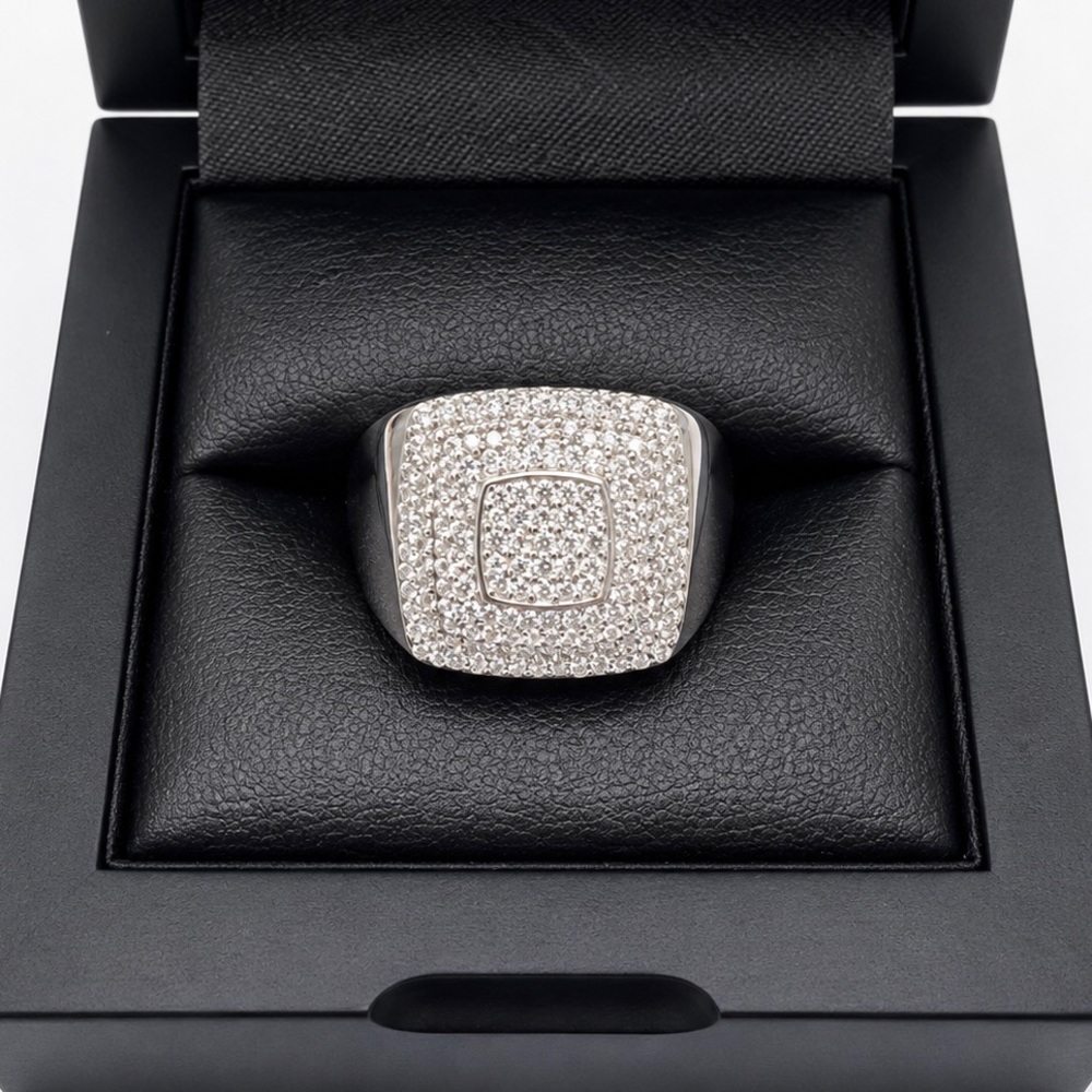 925 Sterling Silver Pave Square Men’s Ring 1.75CT MOISSANITE Size 9,10,11 or 12